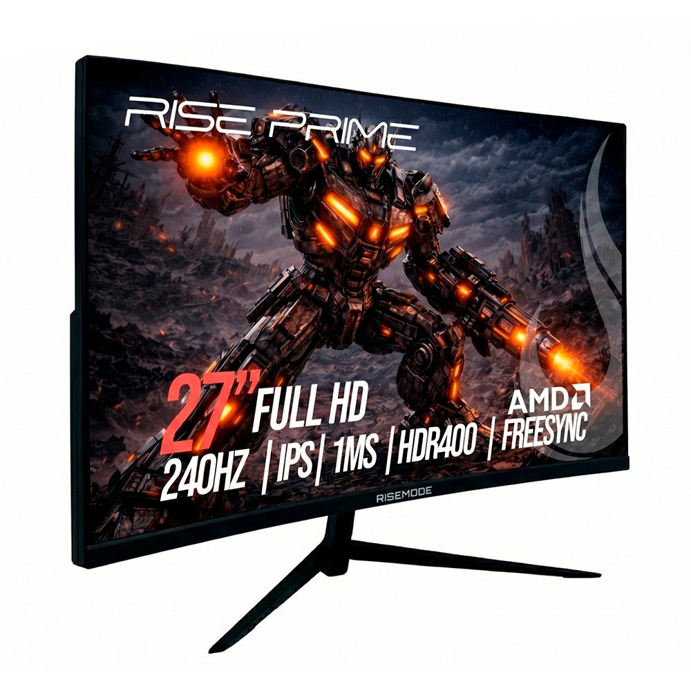 Monitor Gamer Rise Mode Prime 27", Full HD, 240Hz, 1ms, IPS , FreeSync, HDR 400 HDMI e DisplayPort, Preto - RM-MOG-27F240FH-B