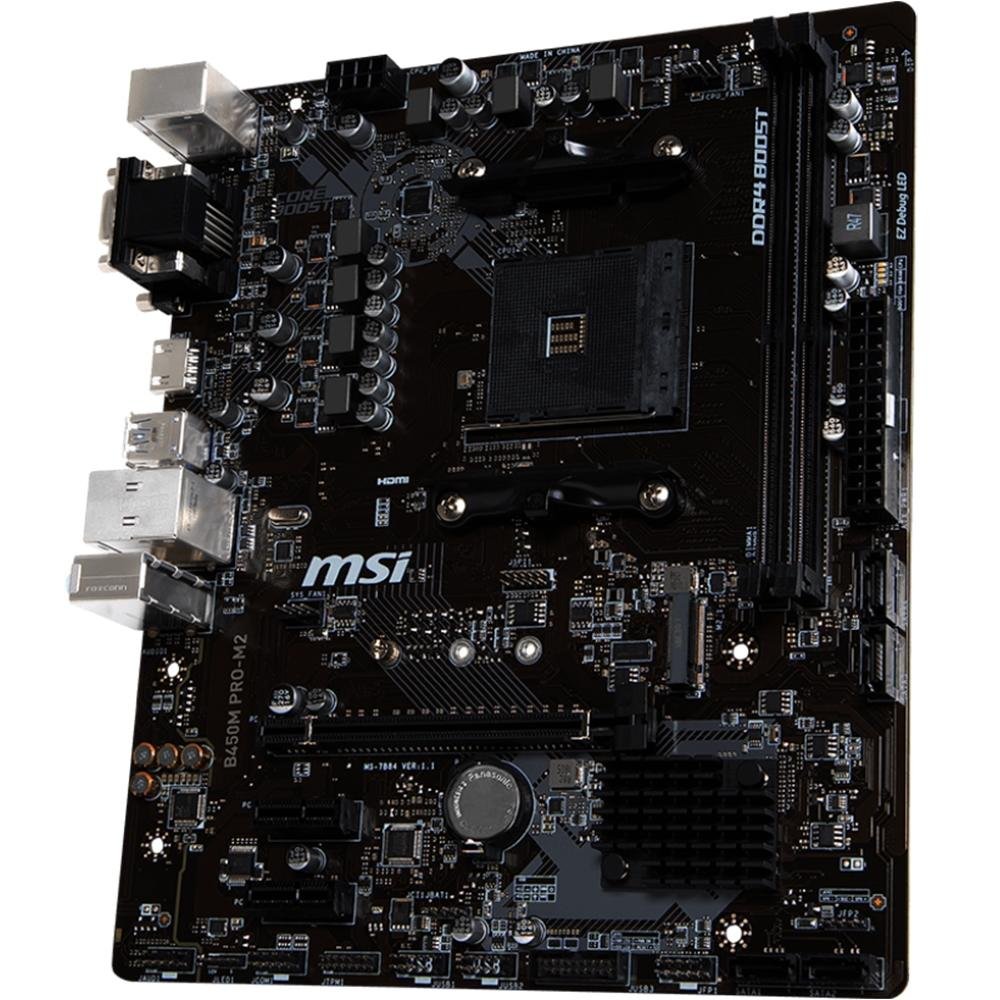 Placa-Mãe MSI B450M Pro-M2, AMD AM4, mATX, DDR4 Placa-Mãe MSI B450M Pro-M2, AMD AM4, mATX, DDR4