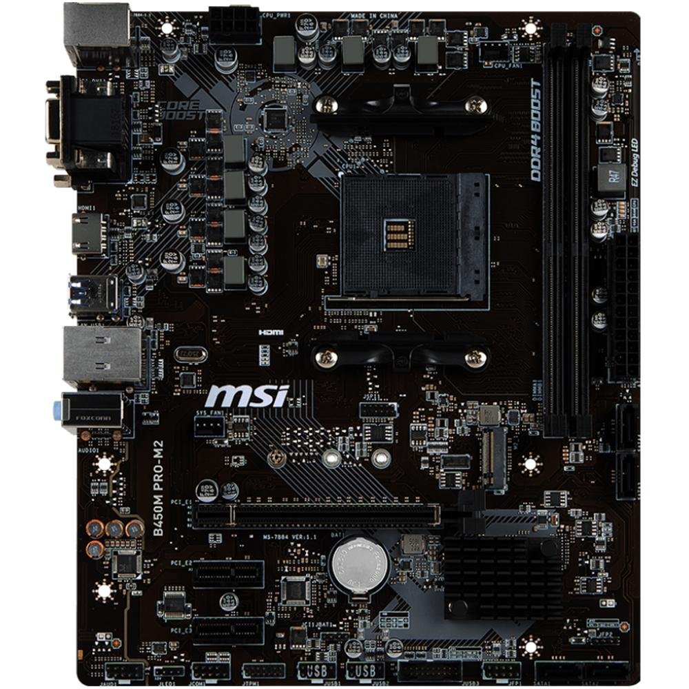Placa-Mãe MSI B450M Pro-M2, AMD AM4, mATX, DDR4 Placa-Mãe MSI B450M Pro-M2, AMD AM4, mATX, DDR4