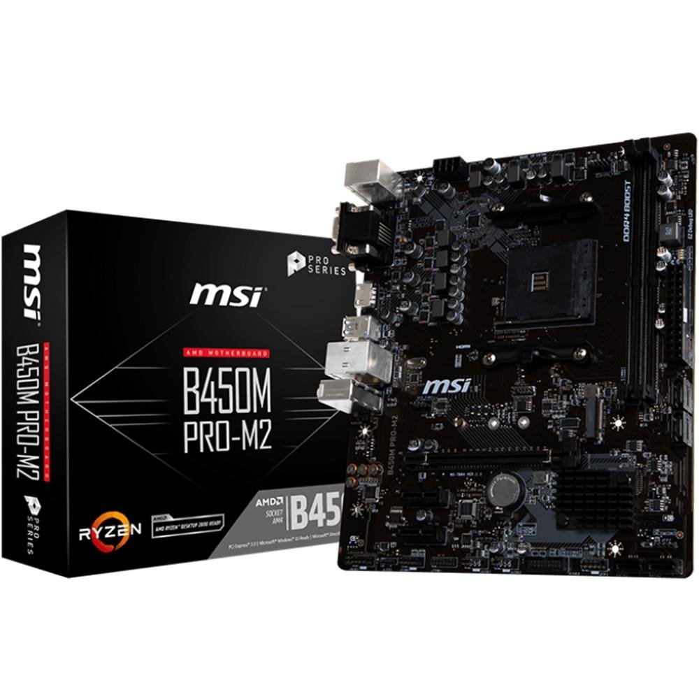 Placa-Mãe MSI B450M Pro-M2, AMD AM4, mATX, DDR4 Placa-Mãe MSI B450M Pro-M2, AMD AM4, mATX, DDR4