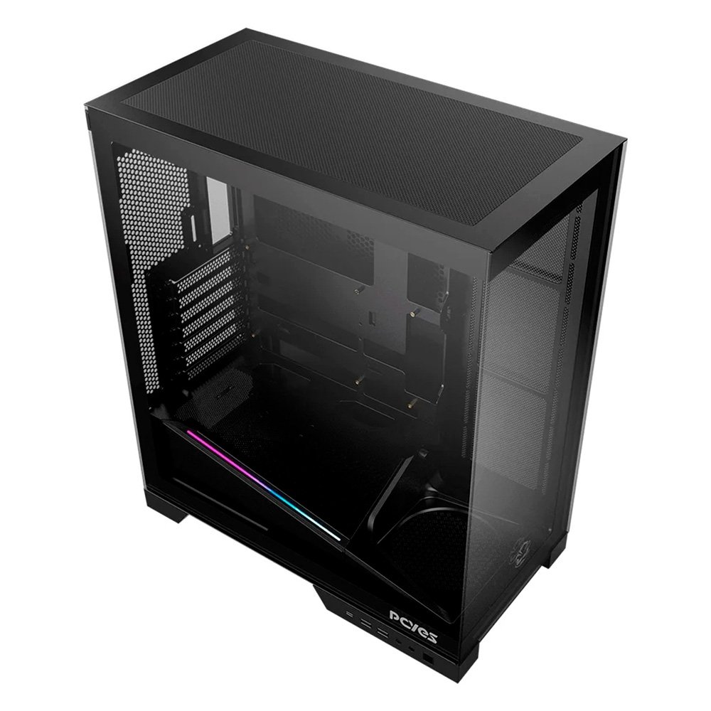 Gabinete Gamer PCYES Forcefield Flow, Mid Tower, RGB, Lateral em Vidro, Black Vulcan - Gfffbv Gabinete Gamer PCYES Forcefield Flow, Mid Tower, RGB, Lateral em Vidro, Black Vulcan - Gfffbv