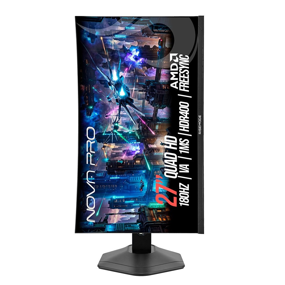 Monitor Gamer Curvo Rise Mode Nova Pro 27", QHD, 180Hz, 1ms, VA, HDMI e DisplayPort, Altura Ajustável, Som Integrado, Preto - RM-MONV01-27C1802K-B Monitor Gamer Curvo Rise Mode Nova Pro 27", QHD, 180Hz, 1ms, VA, HDMI e DisplayPort, Altura Ajustável, Som Integrado, Preto - RM-MONV01-27C1802K-B