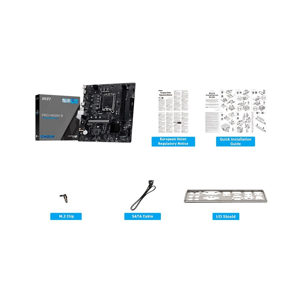 Placa-Mãe MSI PRO H610M-B, Intel LGA 1700, mATX, DDR5 - PROH610MB Placa-Mãe MSI PRO H610M-B, Intel LGA 1700, mATX, DDR5 - PROH610MB
