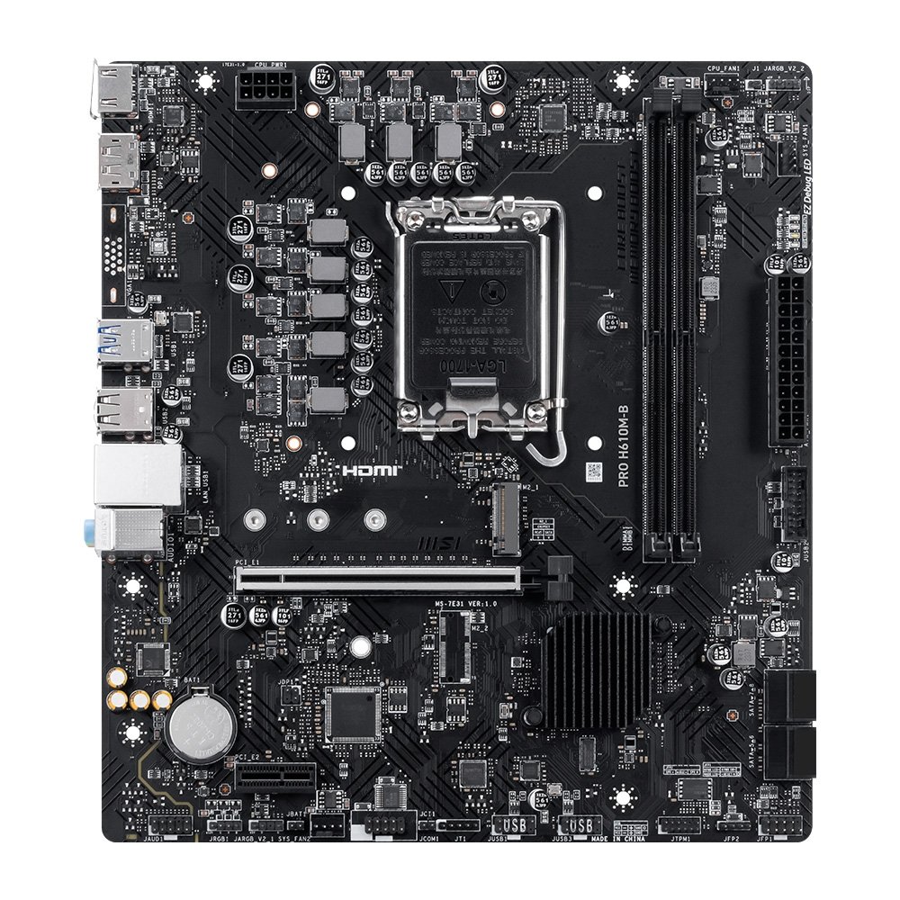 Placa-Mãe MSI PRO H610M-B, Intel LGA 1700, mATX, DDR5 - PROH610MB Placa-Mãe MSI PRO H610M-B, Intel LGA 1700, mATX, DDR5 - PROH610MB