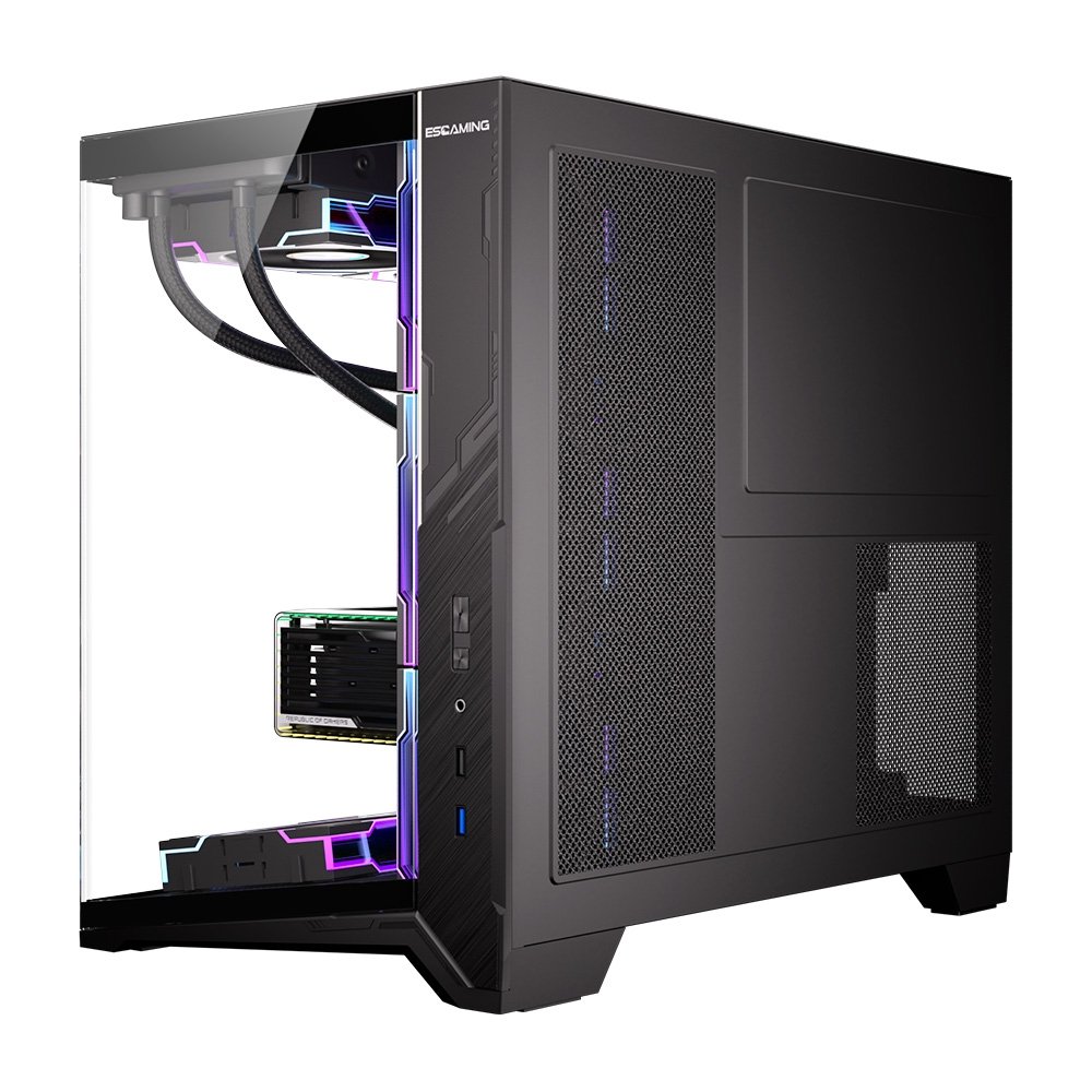 Gabinete Gamer Esgaming Zero Max, Mid Tower, M-ATX, Frontal e Lateral em Vidro Temperado, Sem Fans, Preto - Zero Max BK Gabinete Gamer Esgaming Zero Max, Mid Tower, M-ATX, Frontal e Lateral em Vidro Temperado, Sem Fans, Preto - Zero Max BK