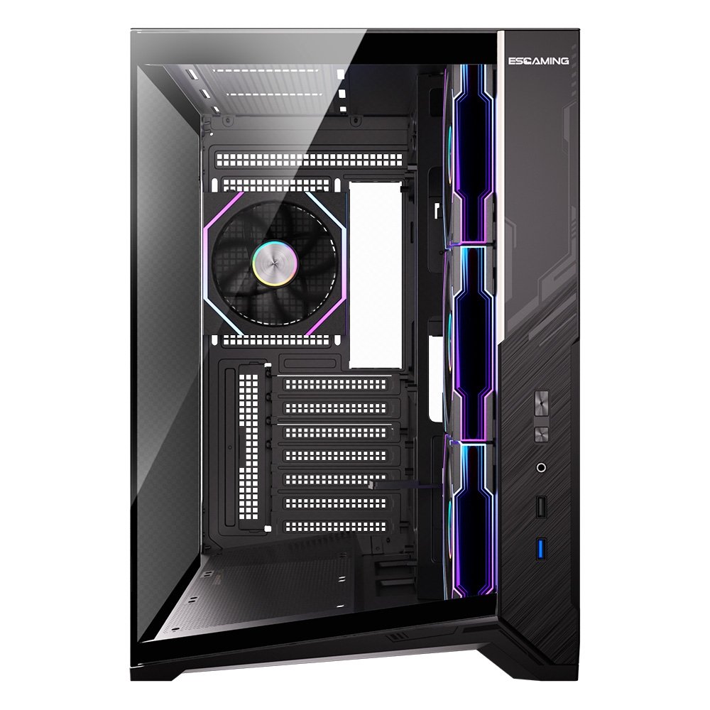 Gabinete Gamer Esgaming Zero Max, Mid Tower, M-ATX, Frontal e Lateral em Vidro Temperado, Sem Fans, Preto - Zero Max BK Gabinete Gamer Esgaming Zero Max, Mid Tower, M-ATX, Frontal e Lateral em Vidro Temperado, Sem Fans, Preto - Zero Max BK