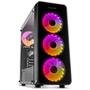 Gabinete Gamer NOX Hummer TGM, RGB Rainbow, Lateral e Frontal em Vidro, 4x Coolers, Preto - NXHUMMERTGM