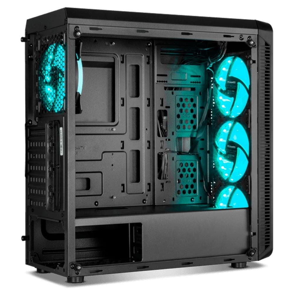 Gabinete Gamer NOX Hummer TGM, RGB Rainbow, Lateral e Frontal em Vidro, 4x Coolers, Preto - NXHUMMERTGM Gabinete Gamer NOX Hummer TGM, RGB Rainbow, Lateral e Frontal em Vidro, 4x Coolers, Preto - NXHUMMERTGM