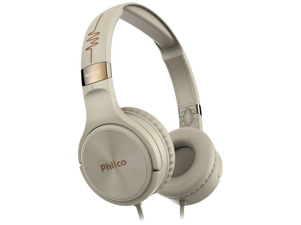 Headphone Philco, Concha auditiva almofadada, Bege - PFO02G Headphone Philco, Concha auditiva almofadada, Bege - PFO02G