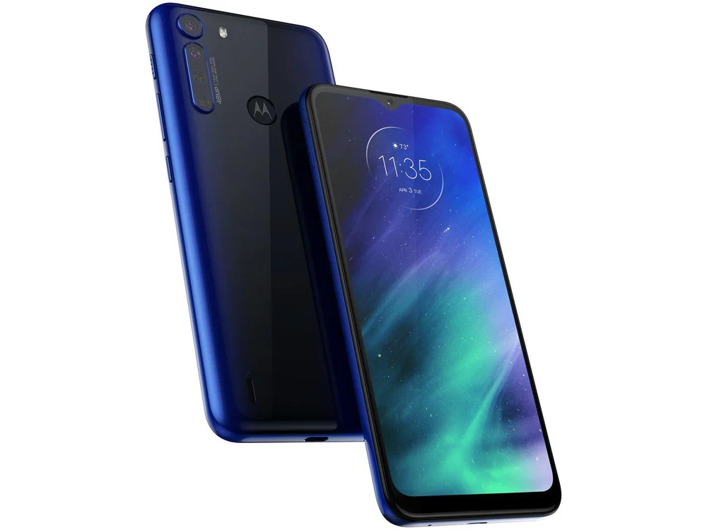 Smartphone Motorola One Fusion, 128GB, 4GB RAM, Snapdragon 710 Octa-Core, Câm. Quádrupla 48MP, Tela 6.5", Azul Safira - Ouro Smartphone Motorola One Fusion, 128GB, 4GB RAM, Snapdragon 710 Octa-Core, Câm. Quádrupla 48MP, Tela 6.5", Azul Safira - Ouro