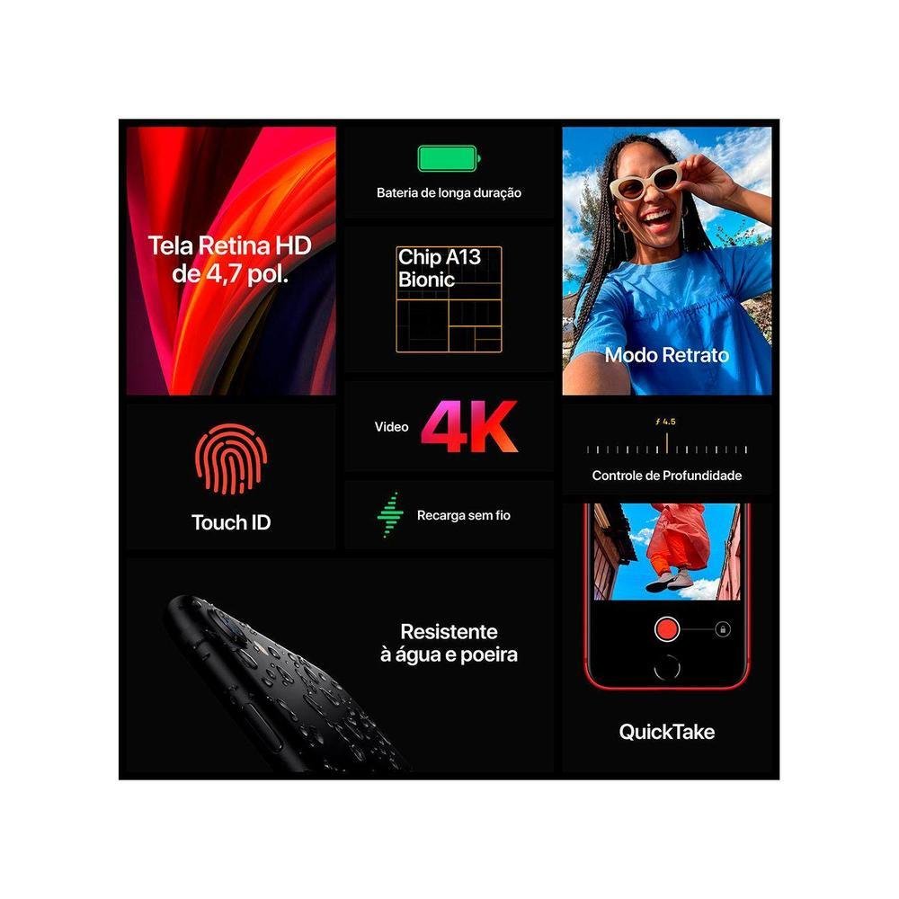 iPhone SE Apple 64GB Preto 4 | KaBuM!