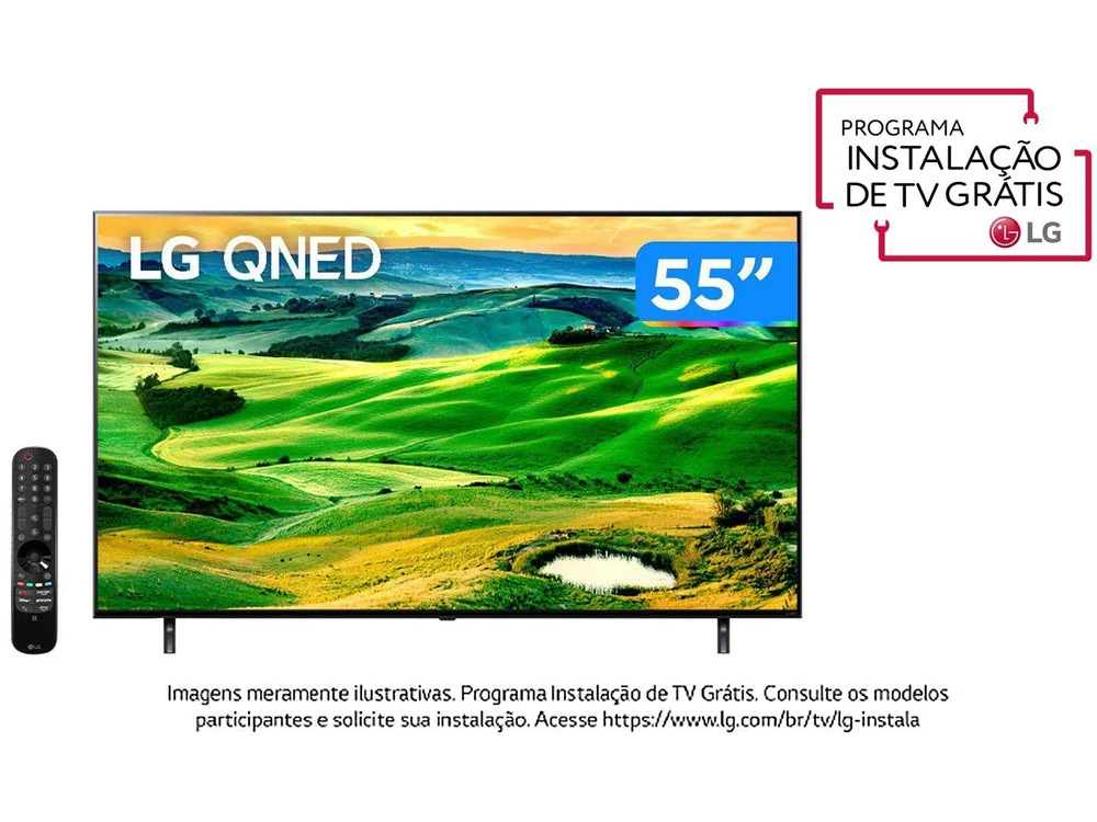 Smart TV LG 55 Polegadas 4K, UHD, Quantum Dot Nanocell, Thinq AI - 55QNED80SQA Smart TV LG 55 Polegadas 4K, UHD, Quantum Dot Nanocell, Thinq AI - 55QNED80SQA