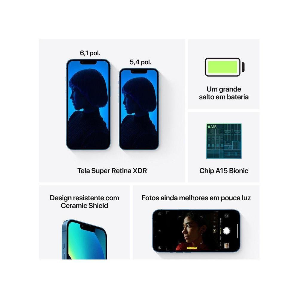 Apple iPhone 13 Mini 128GB Azul Tela 5 | KaBuM!