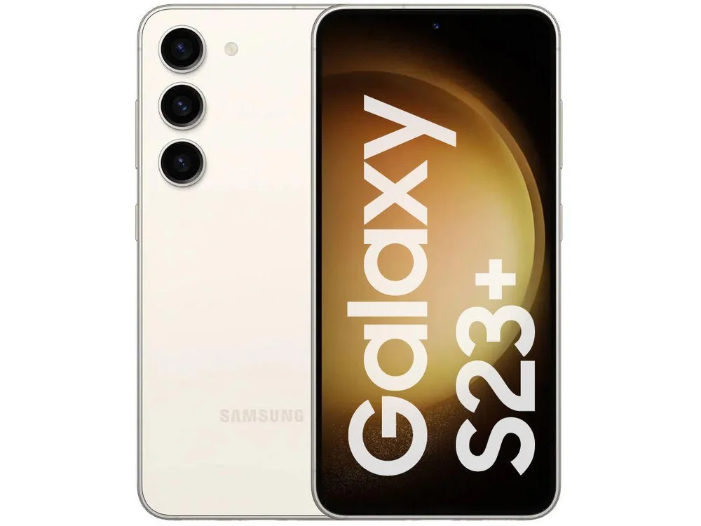 Smartphone Samsung Galaxy S23 Plus 256GB 5g, RAM 8GB, Creme, Câmera Tripla 50mp + Selfie 12mp, Tela 6.6''