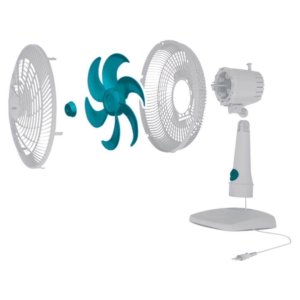 Ventilador de Mesa Ultra V-UT-30-01 30cm 6 Pás 3 Velocidades Branco e Azul Ventilador de Mesa Ultra V-UT-30-01 30cm 6 Pás 3 Velocidades Branco e Azul