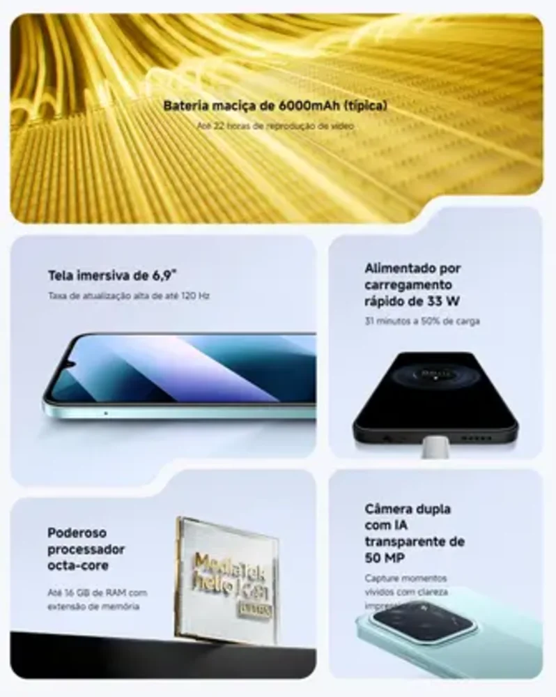 "Celular Xiaomi Poco C85 De 128GB 6gb Ram De 6.9"" Camera 50mp 13mp - Verde (global)" - view 3