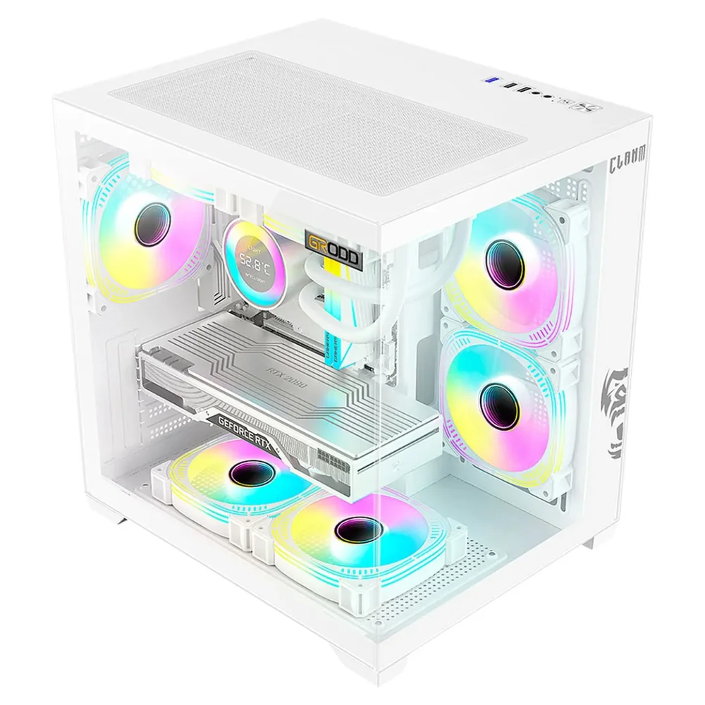 Gabinete Gamer Clanm Grodd Branco Vidro Temperado RGB Micro Atx / Itx Gabinete Gamer Clanm Grodd Branco Vidro Temperado RGB Micro Atx / Itx