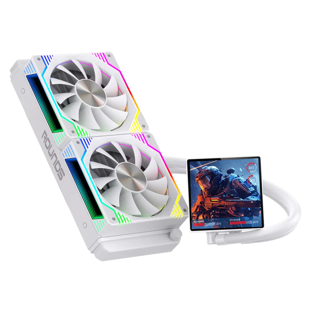 Water Cooler Round5 Zephyro White ARGB 240mm - 7499 Water Cooler Round5 Zephyro White ARGB 240mm - 7499