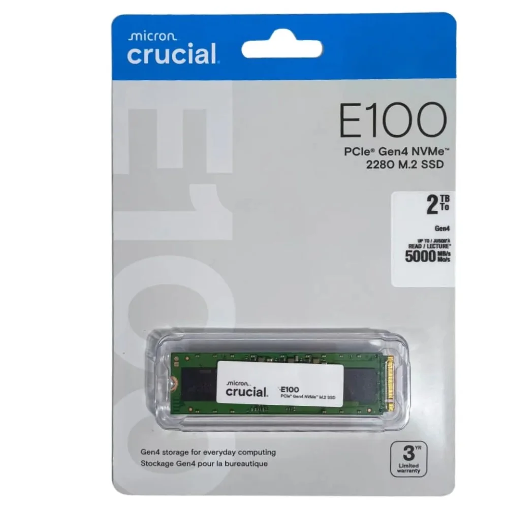 SSD Crucial E100 2TB Nvme PCie 4.0 5000mb/s