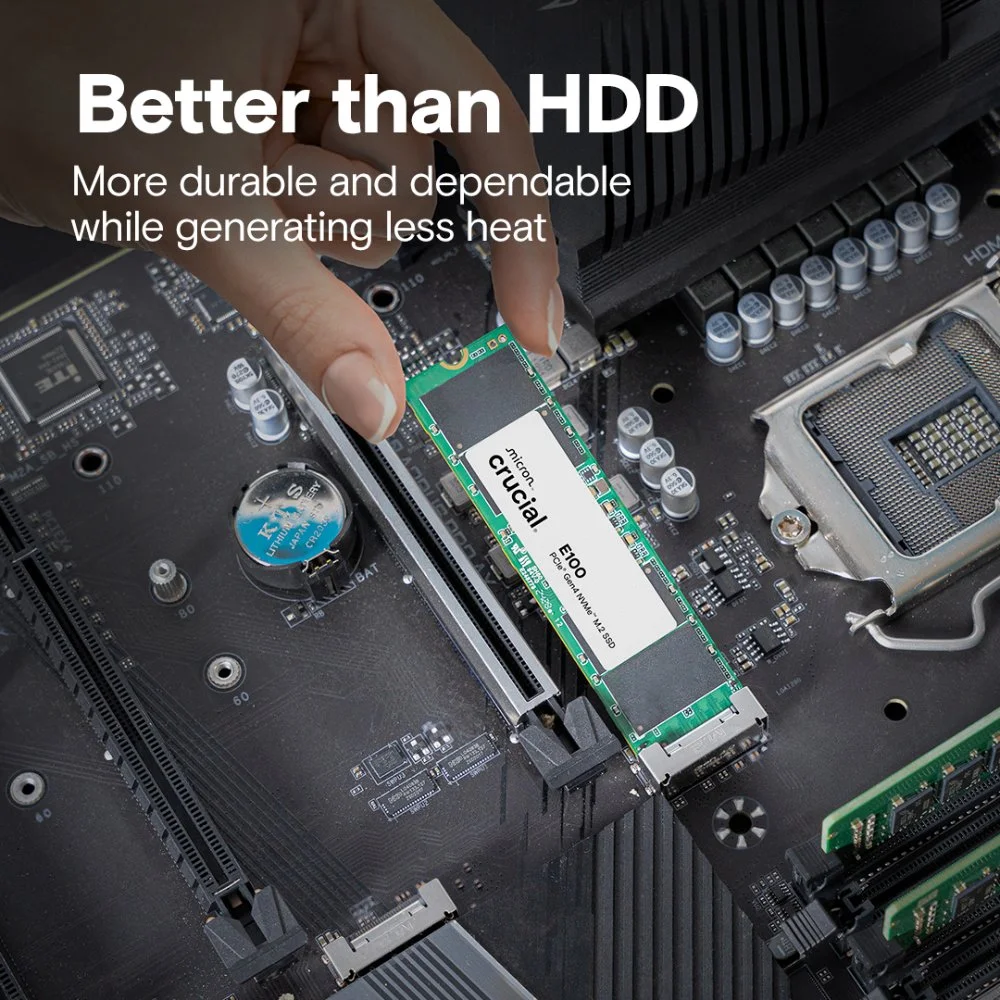 SSD Crucial E100 2TB Nvme PCie 4.0 5000mb/s