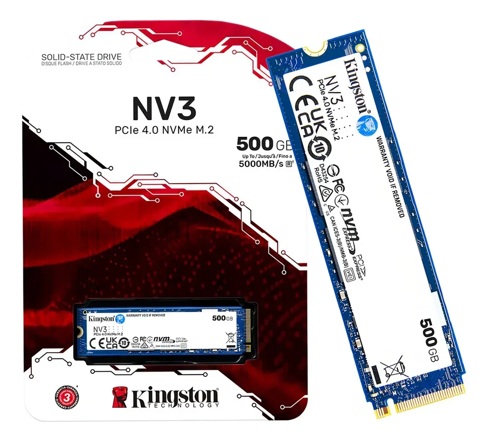 SSD Kingston Nv3 500gb M.2 2280 Nvme Gen4, Rápido E Compacto Para Upgrade De PC Ou Notebook – Snv3s/500g SSD Kingston Nv3 500gb M.2 2280 Nvme Gen4, Rápido E Compacto Para Upgrade De PC Ou Notebook – Snv3s/500g