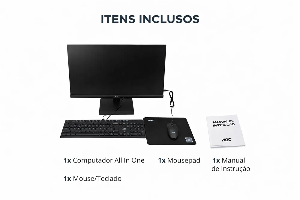 "Computador All in One AOC 23.8"" Intel Core i5 12ª Geração 16GB RAM DDR4 SSD Wi-Fi Teclado e Mouse Windows 11 Alto Desempenho" em Campinas - foto 3