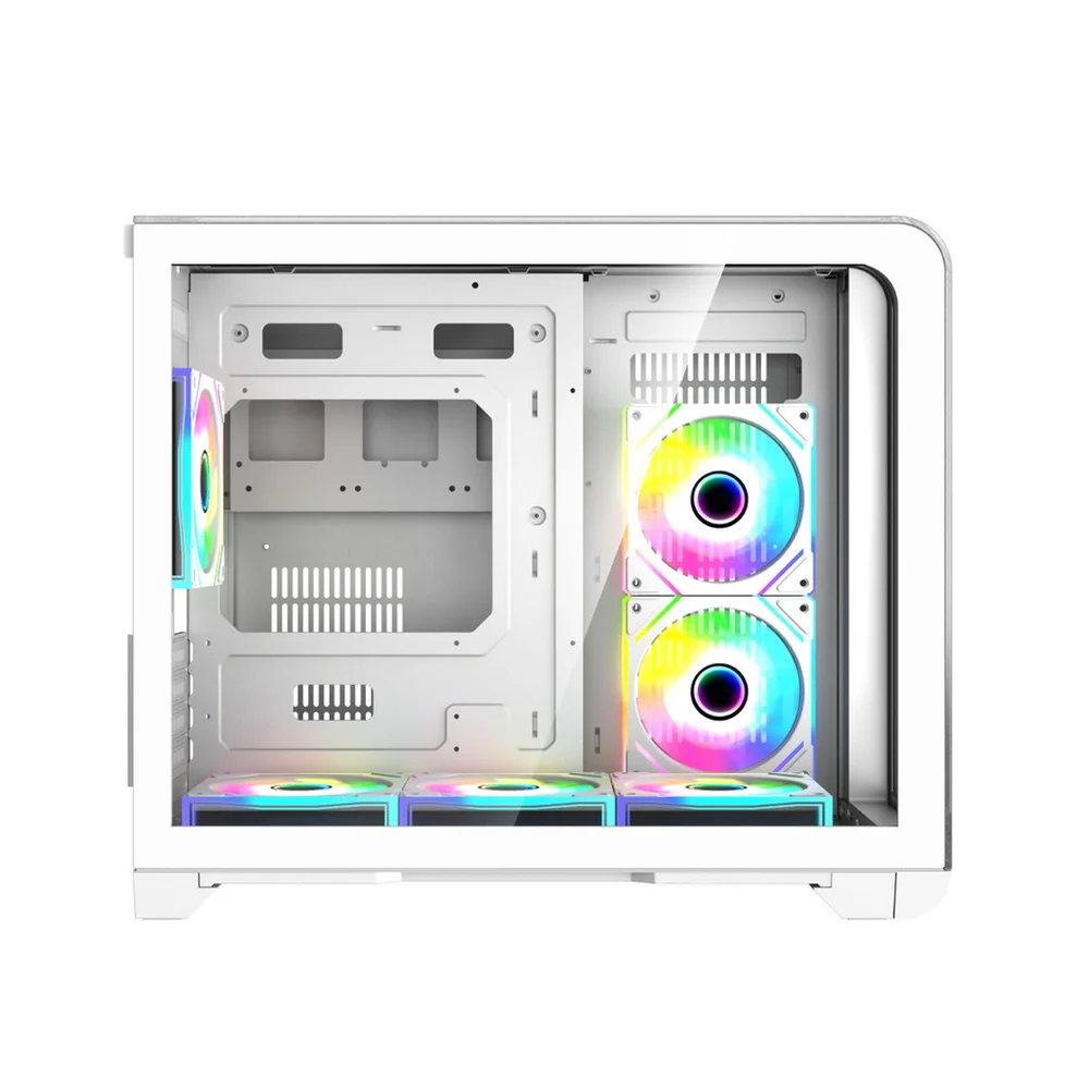 Gabinete Gamer Mini Tower Vidro Temperado Curvado White M-atx/itx Sem Fonte Com 3 Fans RGB Mini D-matx03