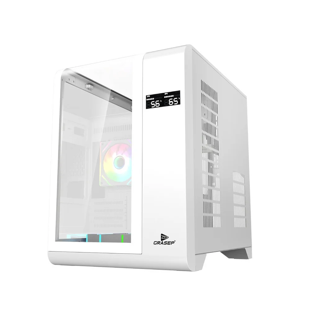 Gabinete Gamer Mini Tower Vidro Temperado Curvado White M-atx/itx Sem Fonte Com 3 Fans RGB Mini D-matx03