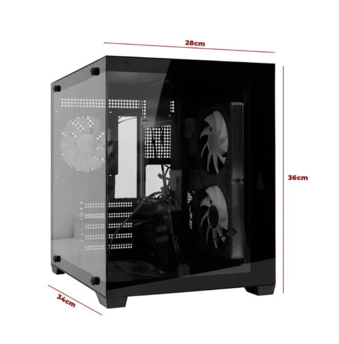 Gabinete Gamer RGB com Fans | Lateral em Video | M-ATX/Mini-ITX | Suporte GPU 330mm Gabinete Gamer RGB com Fans | Lateral em Video | M-ATX/Mini-ITX | Suporte GPU 330mm