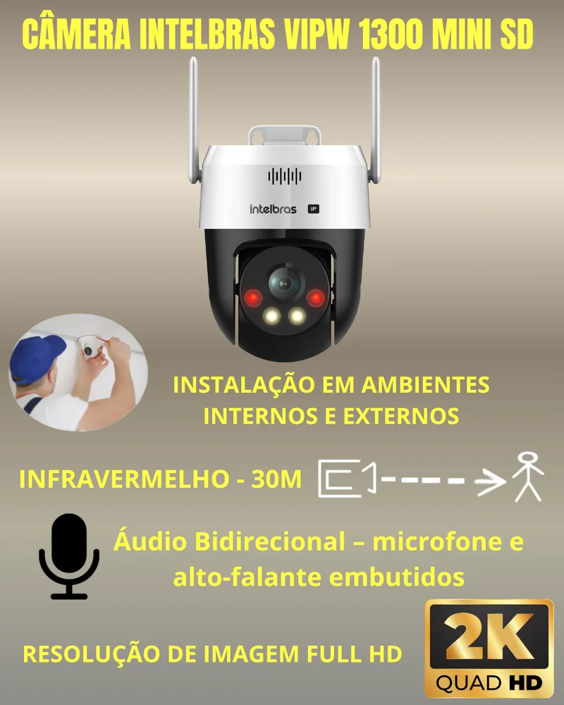 Câmera Ip Vipw 1300 Mini Intelbras Wi-fi Câmera Ip Vipw 1300 Mini Intelbras Wi-fi