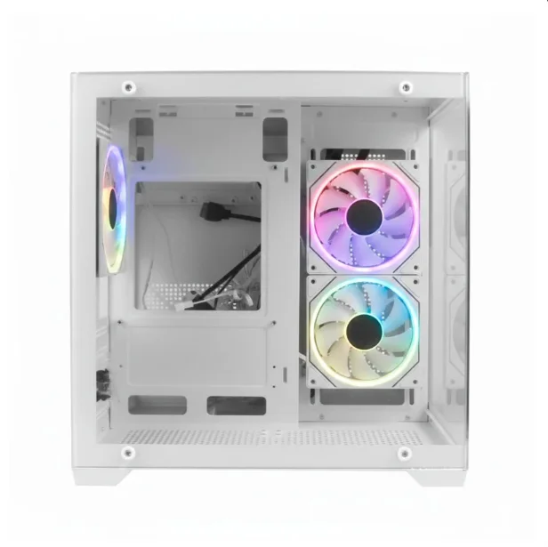 Gabinete Gamer RGB com 3 Fans | Lateral em Vidro | Suporte M-ATX/Mini-ITX | Até 330mm GPU