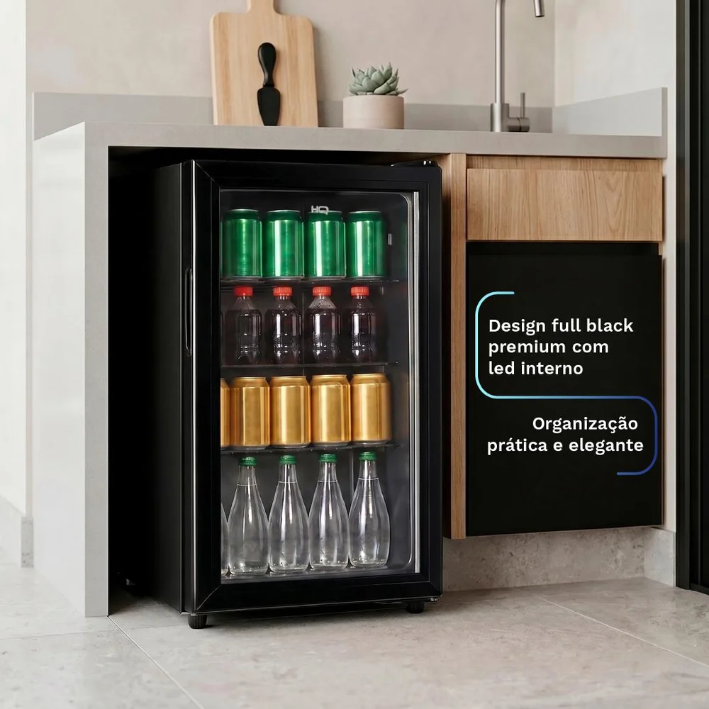 Frigobar Expositor Hq 85l Porta De Vidro Duplo Full Black Com Luz Interna E Termostato Hq-85fbpv Frigobar Expositor Hq 85l Porta De Vidro Duplo Full Black Com Luz Interna E Termostato Hq-85fbpv