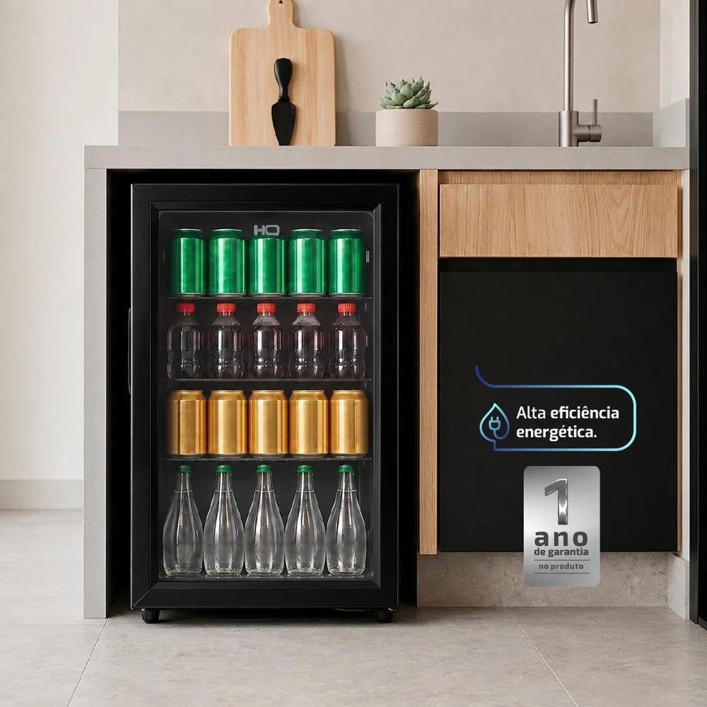 Frigobar Expositor Hq 85l Porta De Vidro Duplo Full Black Com Luz Interna E Termostato Hq-85fbpv Frigobar Expositor Hq 85l Porta De Vidro Duplo Full Black Com Luz Interna E Termostato Hq-85fbpv