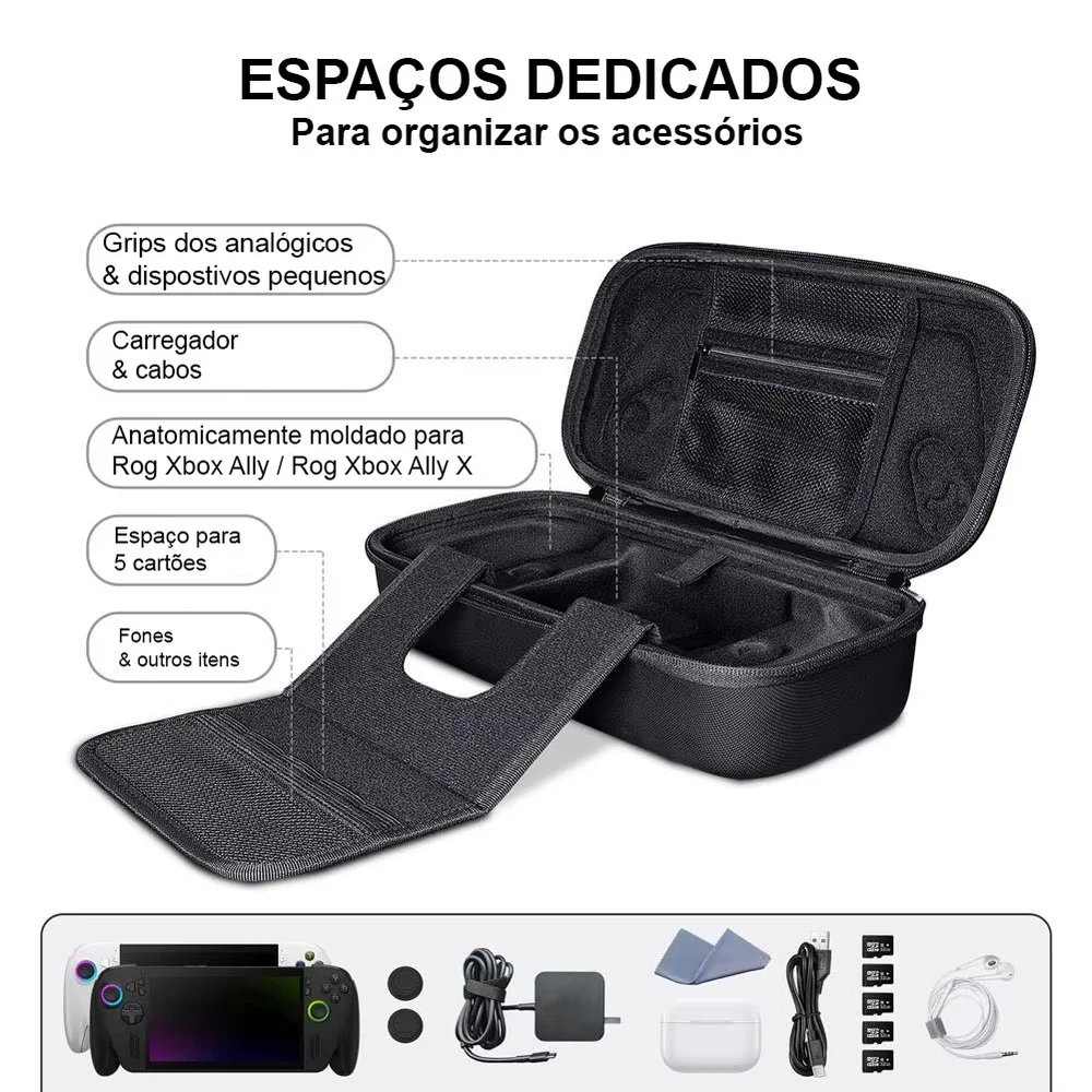 Case Para Rog XBOX Ally / Ally X Espaço Carregador Premium Cor:preto Case Para Rog XBOX Ally / Ally X Espaço Carregador Premium Cor:preto