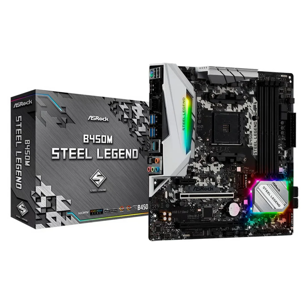 Placa-Mãe AsRock B450M Steel Legend, AMD AM4, mATX, DDR4 Placa-Mãe AsRock B450M Steel Legend, AMD AM4, mATX, DDR4