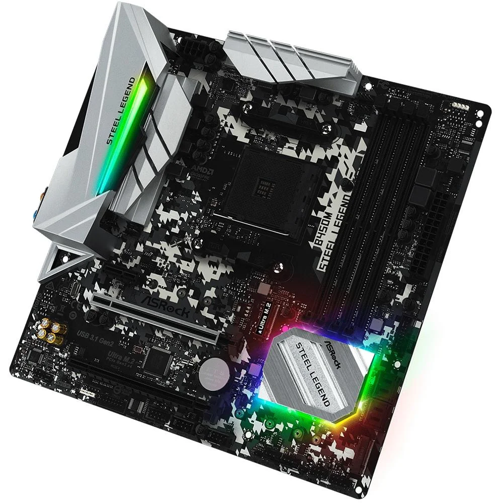 Placa-Mãe AsRock B450M Steel Legend, AMD AM4, mATX, DDR4 Placa-Mãe AsRock B450M Steel Legend, AMD AM4, mATX, DDR4