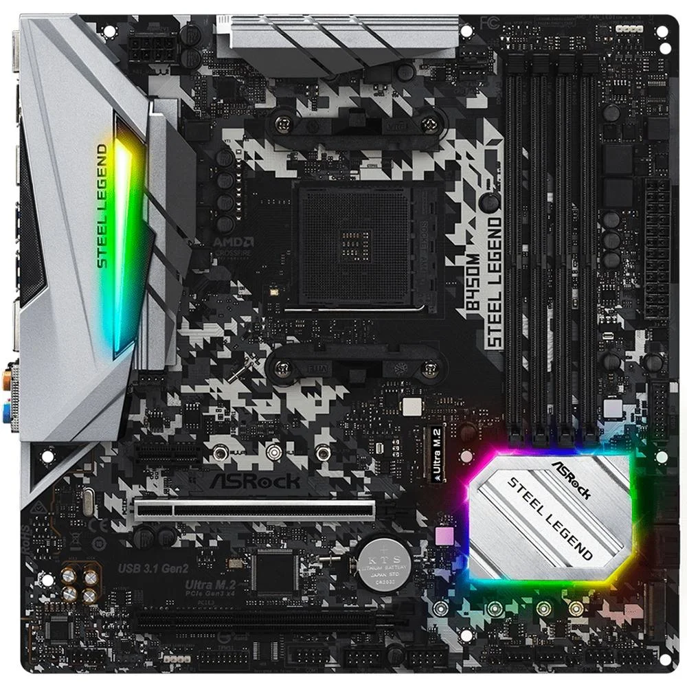 Placa-Mãe AsRock B450M Steel Legend, AMD AM4, mATX, DDR4 Placa-Mãe AsRock B450M Steel Legend, AMD AM4, mATX, DDR4