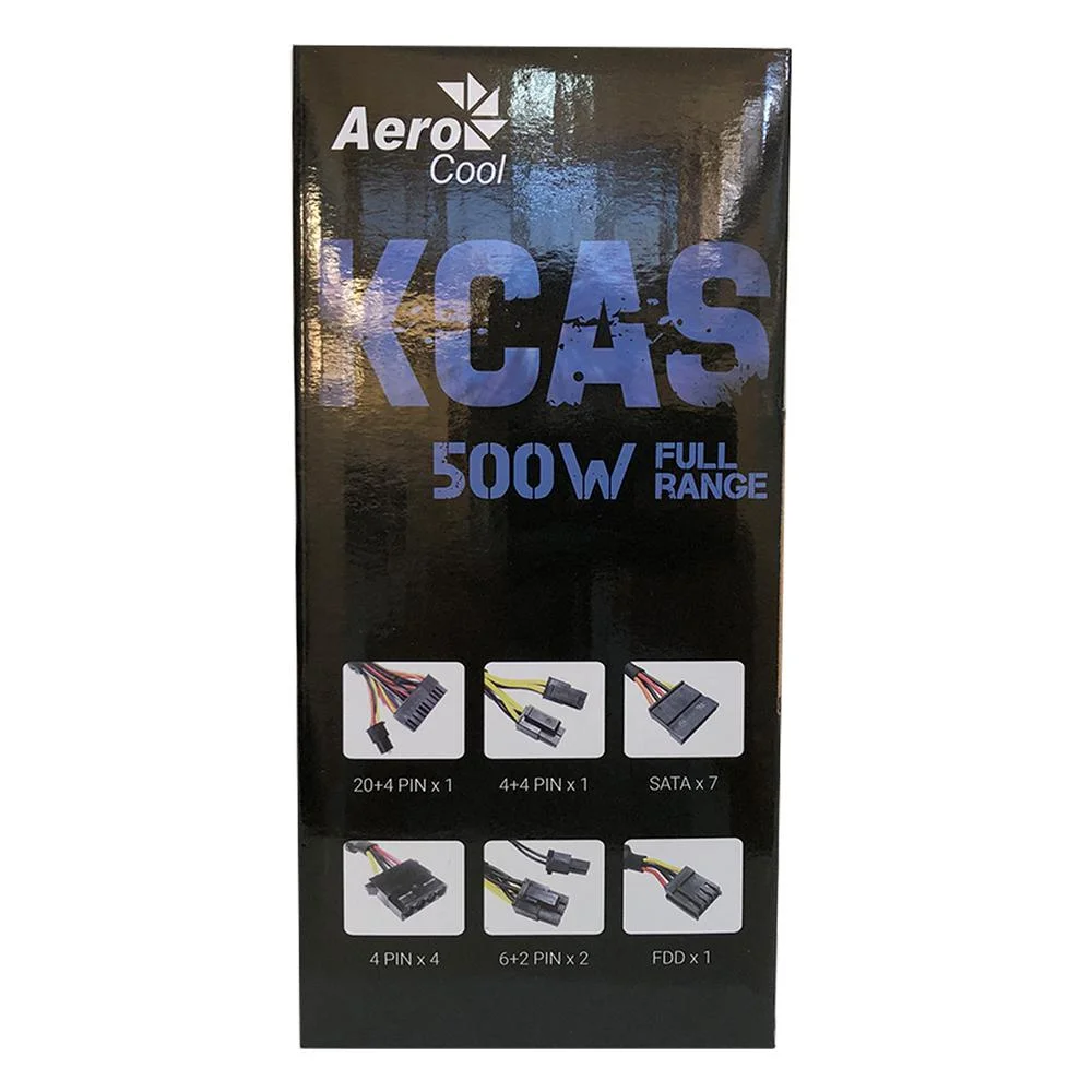 Fonte Aerocool Gamer, 500W, 80 Plus Bronze, PFC Ativo, Full Range, KCAS