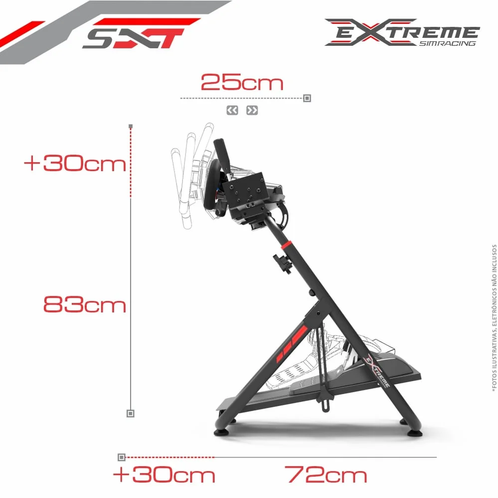 Suporte Para Volantes - Sxt V2 Extreme Simracing - Preto - Ajustável Logitech, Thrustmaster, Fanatec
