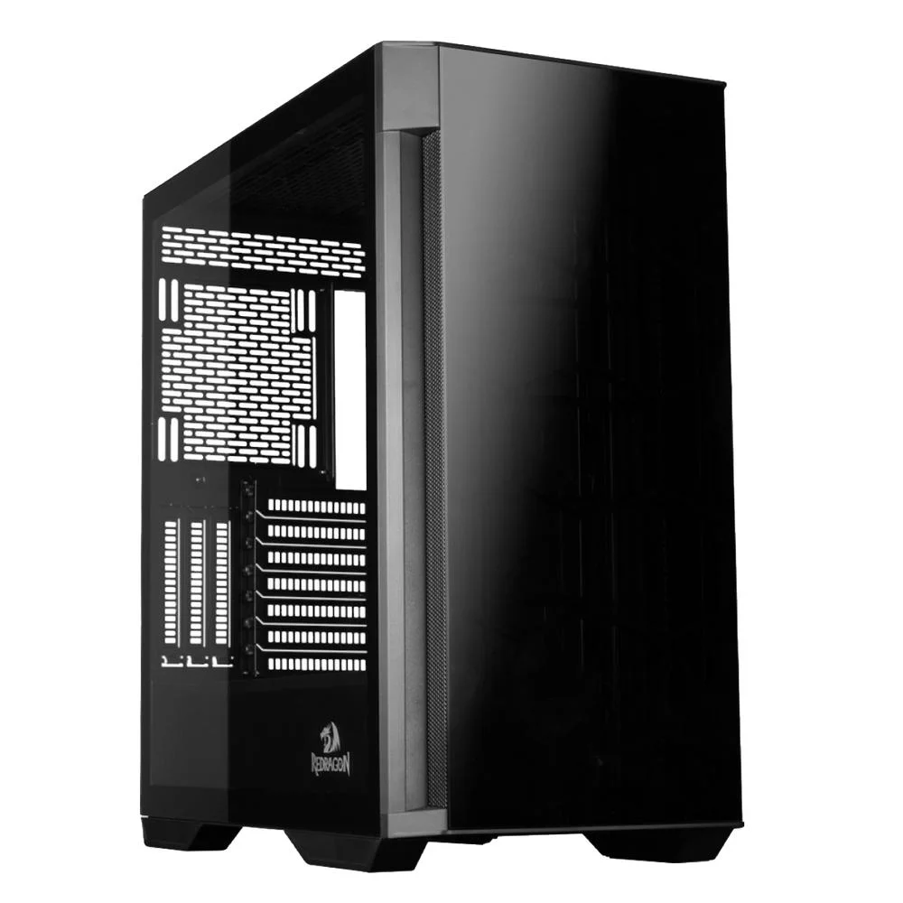 Gabinete Gamer Redragon Megatron, Preto Black, Vidro - GC-705B Gabinete Gamer Redragon Megatron, Preto Black, Vidro - GC-705B