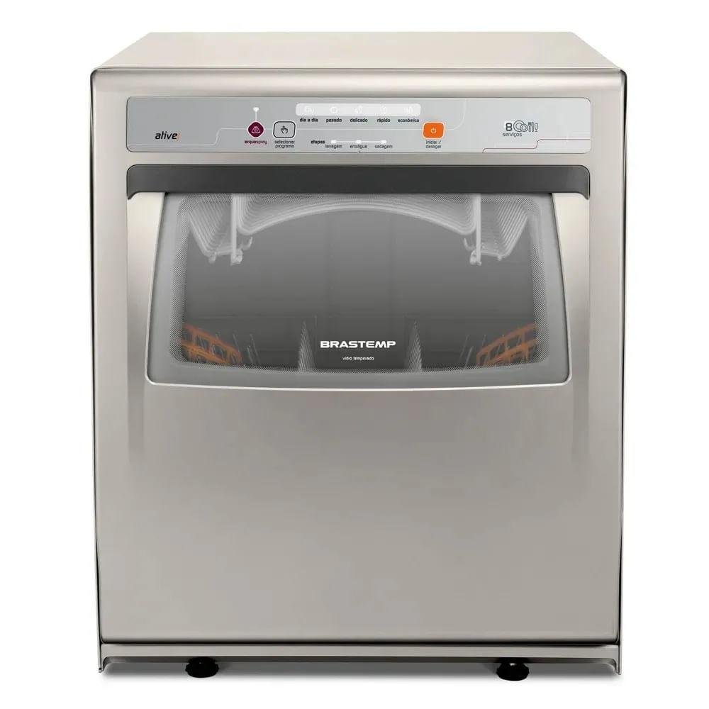 Lava-louças Brastemp Ative, 8 Serviços, Cor Prata, 110v - Blf08asana Lava-louças Brastemp Ative, 8 Serviços, Cor Prata, 110v - Blf08asana