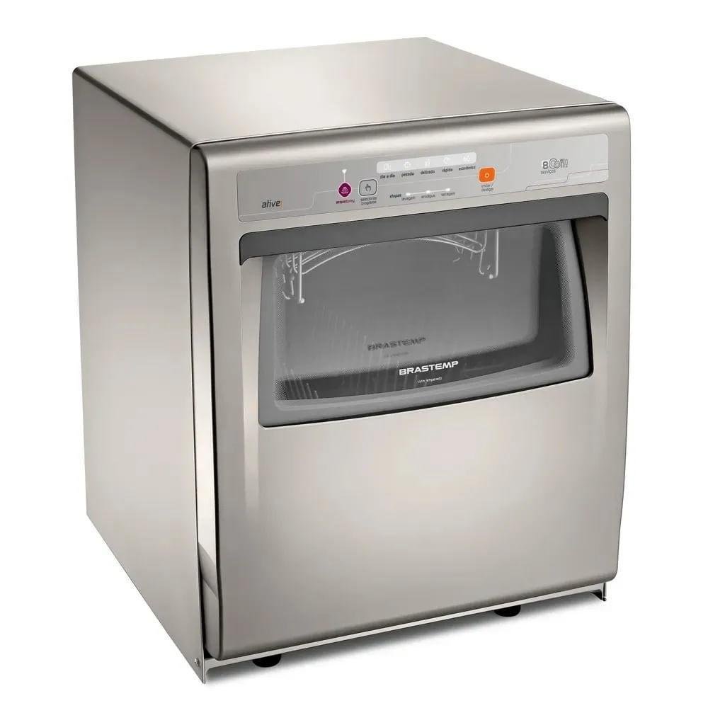 Lava-louças Brastemp Ative, 8 Serviços, Cor Prata, 110v - Blf08asana Lava-louças Brastemp Ative, 8 Serviços, Cor Prata, 110v - Blf08asana