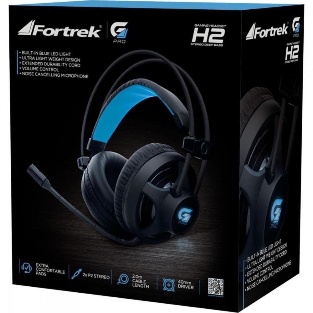 Headset Gamer Fortrek Pro H2 Led Azul Preto