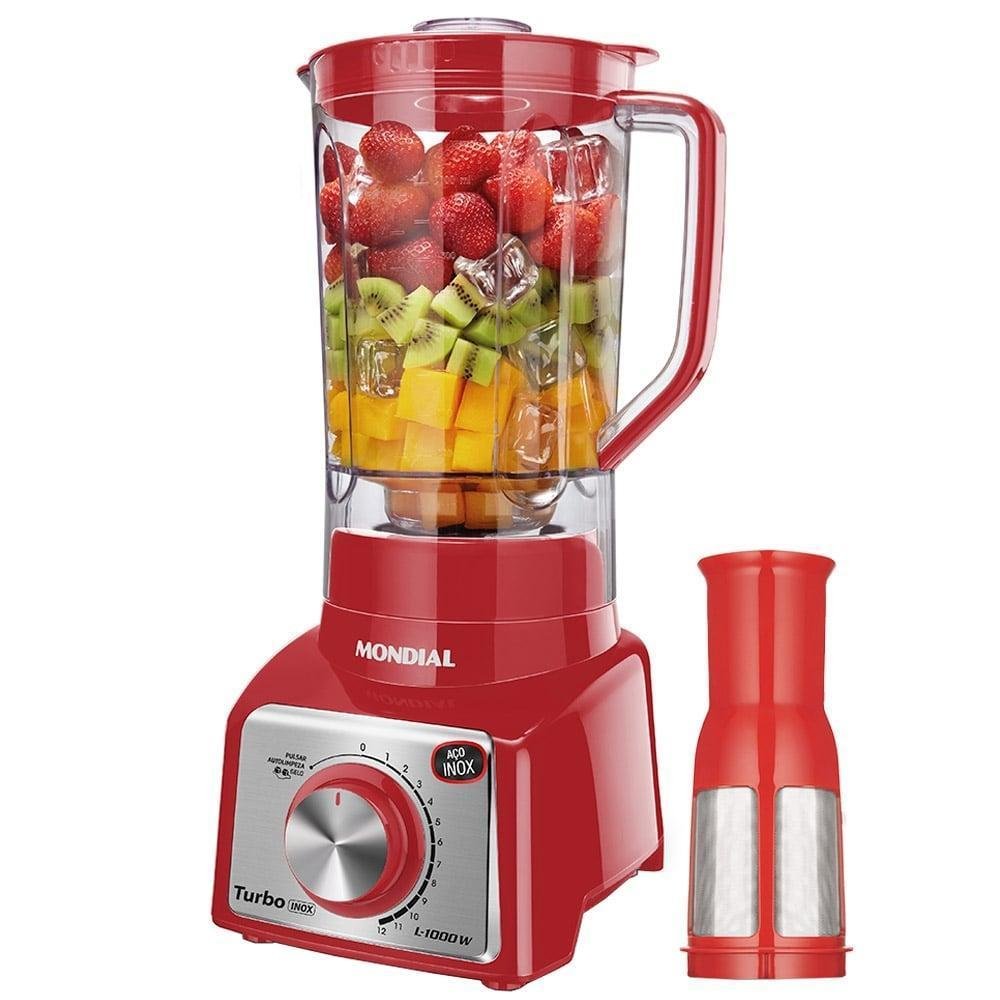 Liquidificador Mondial L-1000ri Turbo, 12 Vel + Pulsar, 1000w, Vermelho - 220v Liquidificador Mondial L-1000ri Turbo, 12 Vel + Pulsar, 1000w, Vermelho - 220v