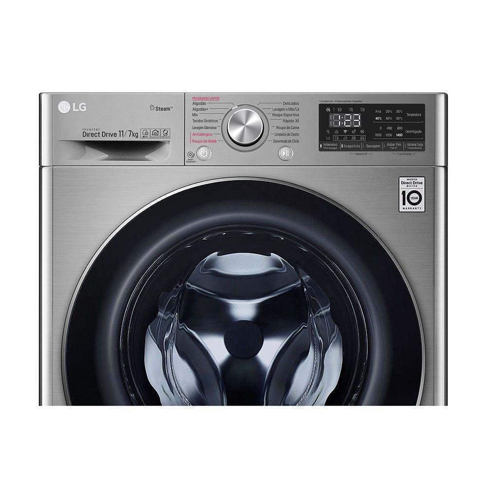 Lava e Seca LG Smart, 11kg, 127V, Aço Escovado - VC4 CV5011TS4 Lava e Seca LG Smart, 11kg, 127V, Aço Escovado - VC4 CV5011TS4