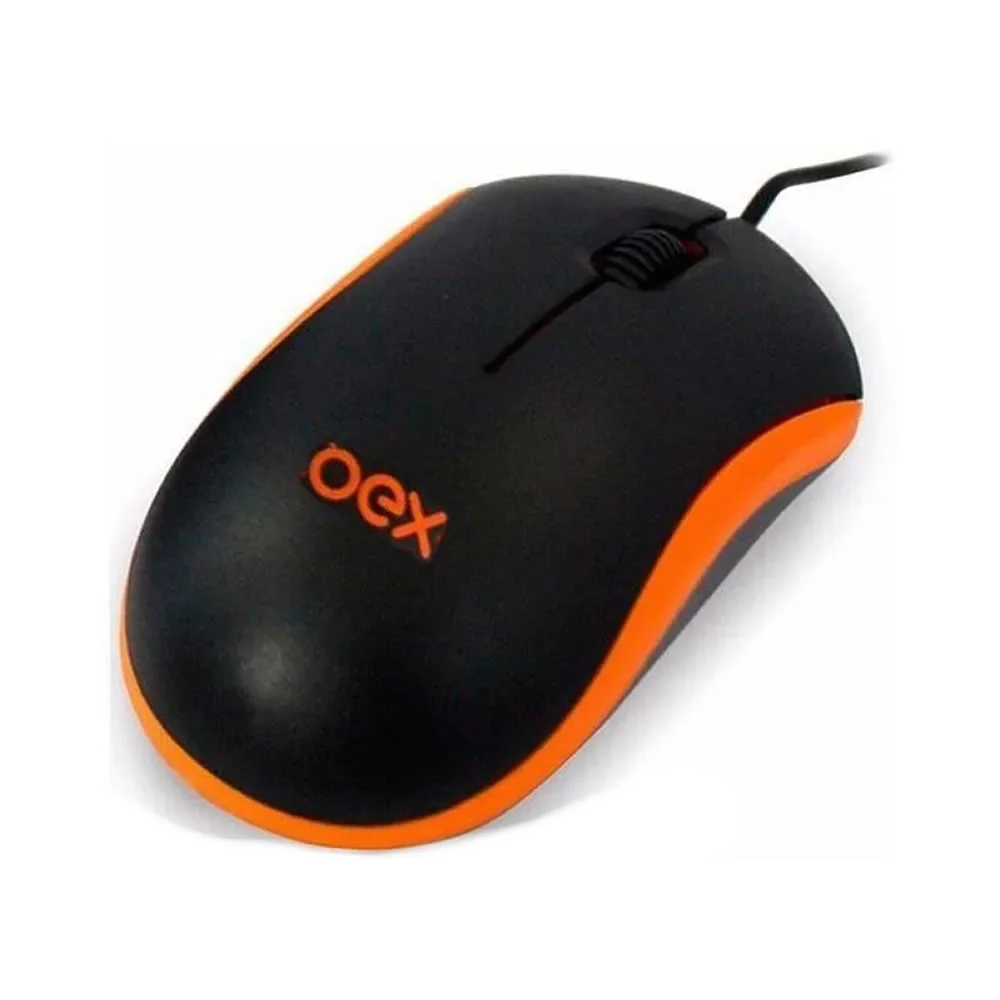 Mouse Oex MS103 USB PretoLaranja Kabum