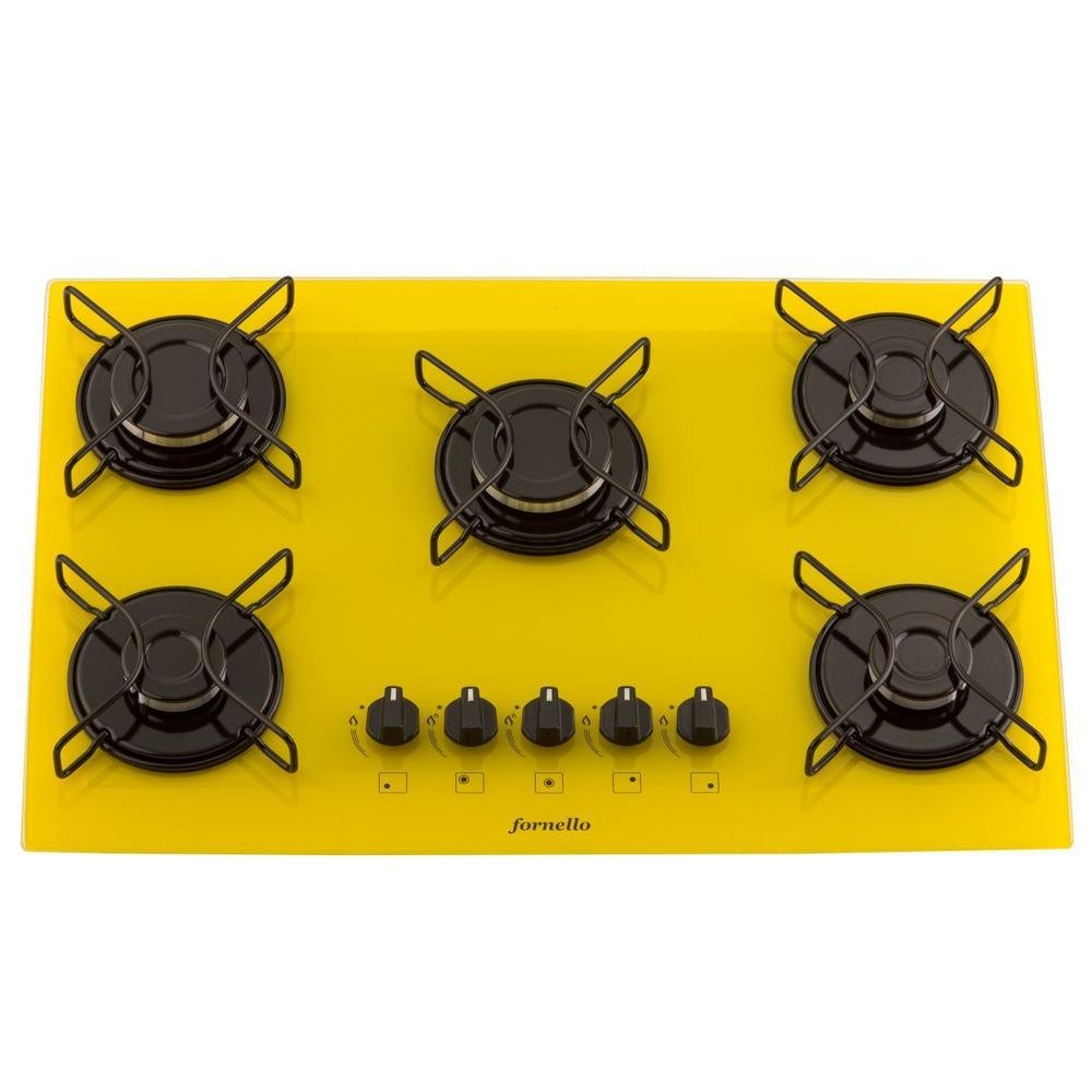 Fogão Cooktop Fornello 5 Bocas Amarelo A Gás Fogão Cooktop Fornello 5 Bocas Amarelo A Gás