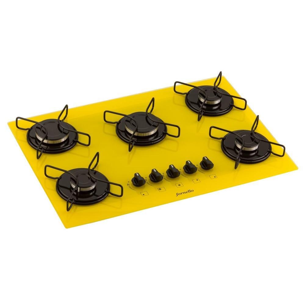 Fogão Cooktop Fornello 5 Bocas Amarelo A Gás Fogão Cooktop Fornello 5 Bocas Amarelo A Gás