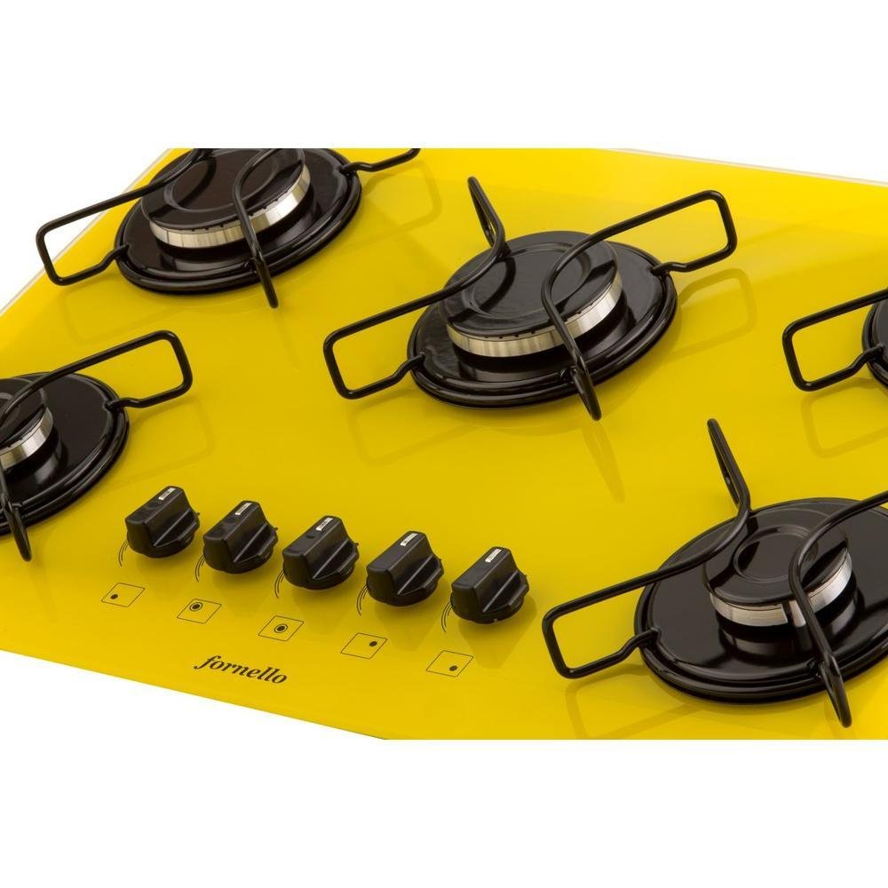 Fogão Cooktop Fornello 5 Bocas Amarelo A Gás Fogão Cooktop Fornello 5 Bocas Amarelo A Gás
