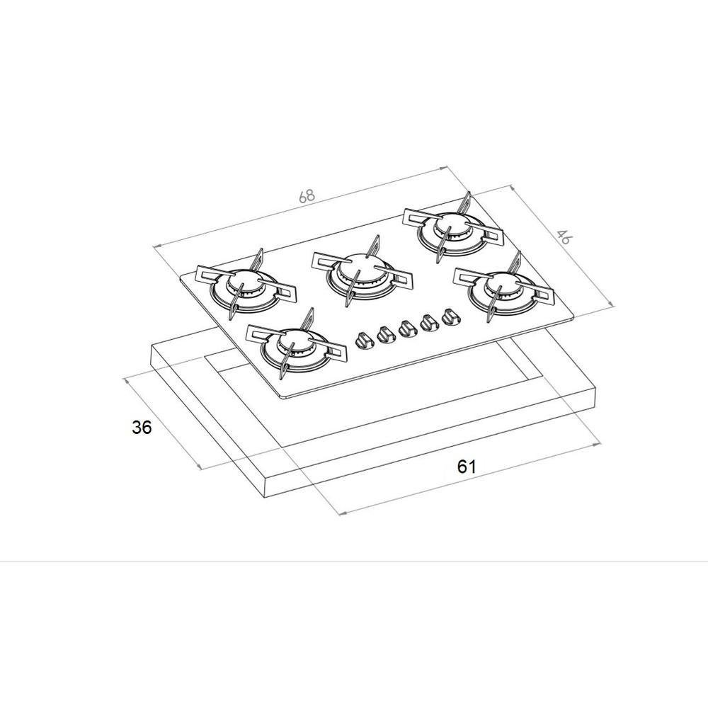 Fogão Cooktop Fornello 5 Bocas Amarelo A Gás Fogão Cooktop Fornello 5 Bocas Amarelo A Gás